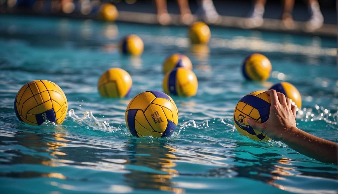 A water polo team strategizing plays and tactics during a game
